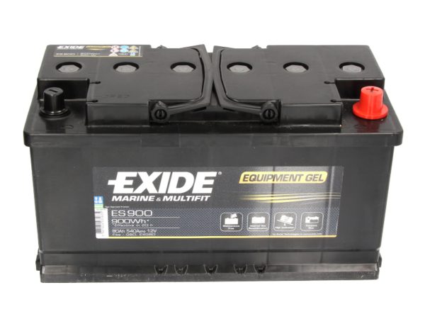 Аккумулятор гелевый EXIDE MARINE GEL 12v 80Ah, 540A R+, B0 350x175x190 (ES900) – ES900