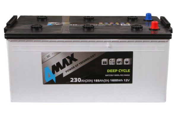 Акумулятор 4MAX DEEP-CYCLE 12V 230Ah 1600Wh (EN) L+ B00 – BAT230/1600L/DC/4MAX