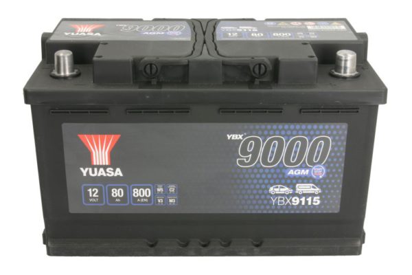 Акумулятор YUASA YBX 9115 AGM Start Stop 80Ah EN 800A R+ – YBX9115